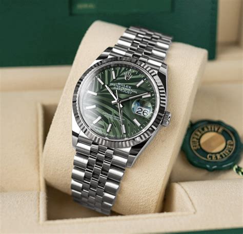 rolex datejust 36 olive green.